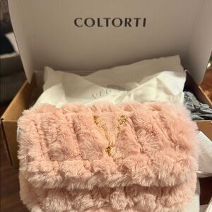 Versace Blush Pink Faux Fur Clutch